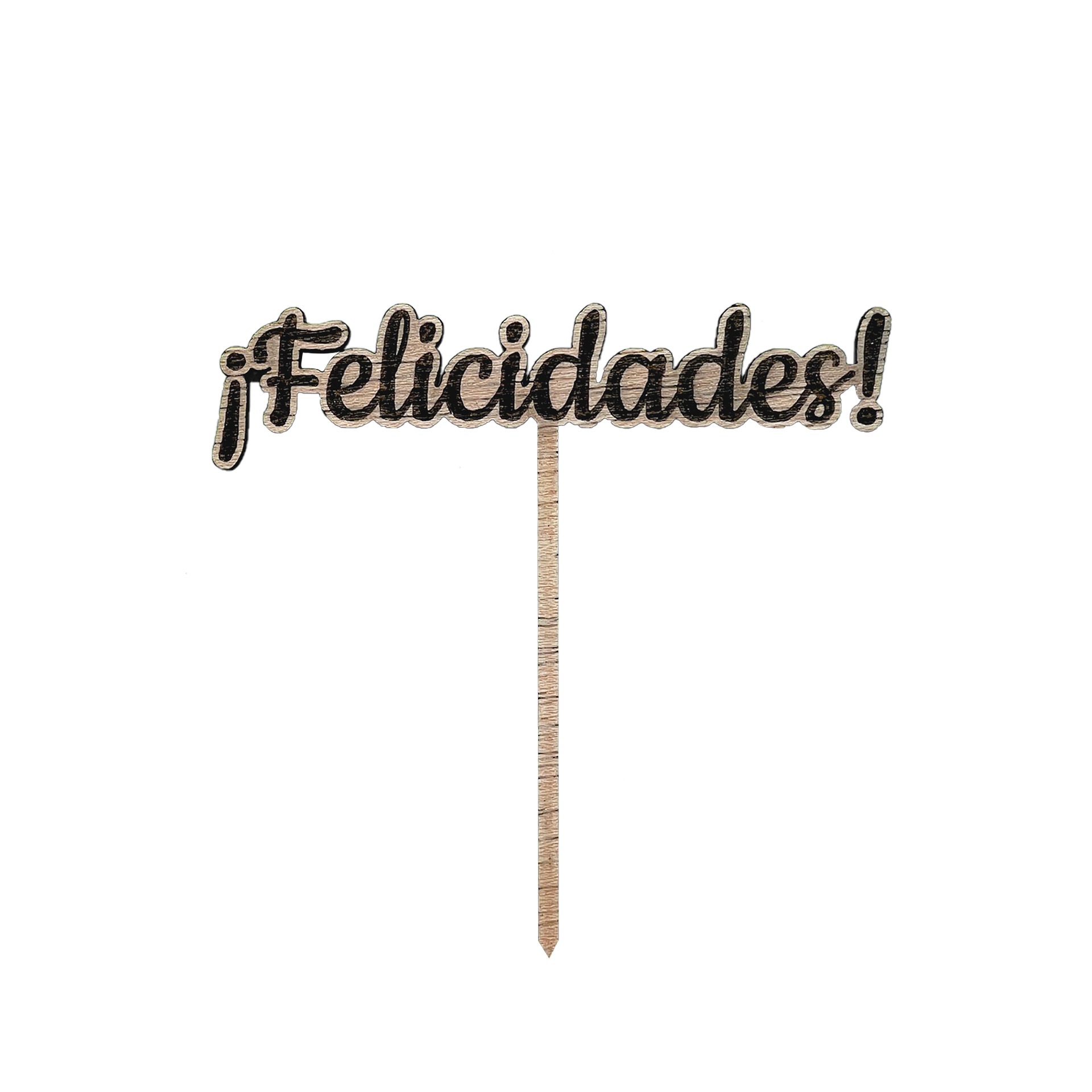 Topper de madera felicidades